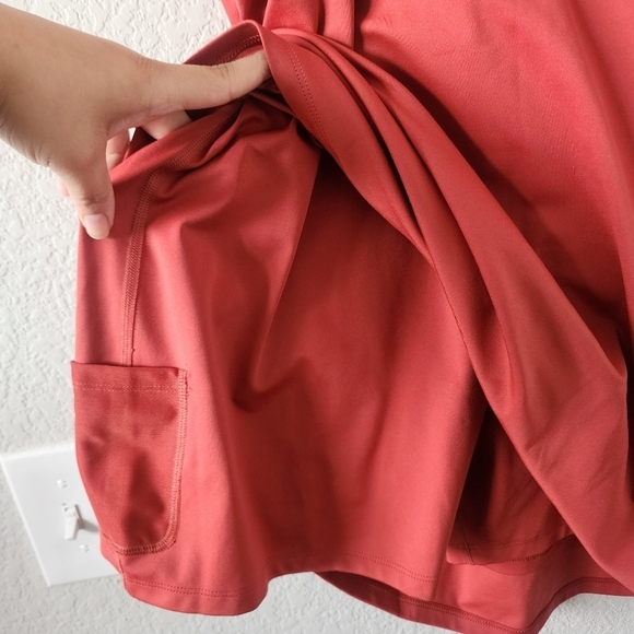 Girlfriend Collective Naomi Tennis Dress Halter Neck In Lava Orange Yoga Run 3X - Picture 8 of 10